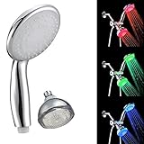 LED 3色 温度センサー トップシャワーヘッドセット 1.5mホース・3ウェイダイバータ・シャワーヘッドホルダー・トップレインシャワーヘッド・手持ち式シャワーヘッド