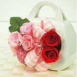 本物のプリザ プリザーブドフラワー かご SIK-03 (ピンク)