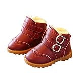 TINHAO キッズブーツ 子供靴 保温 暖かい モコモコ 冬 レッド 15.5cm
