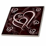 777images Designs Abstracts – Valentine Hearts、Entwined White and MaroonハートOutlines on Deep Burgundy