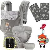 ベビーウエストベルト付エルゴベビー 出産祝 ギャラクシーグレー・インサート3III 【正規代理店2年間保証-SG認定付】よだれパッド（ギャラクシーグレー）+クリップ付おもちゃ付