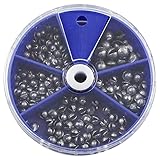 ZRUOYI スプリットショットフィッシングウェイトシンカー 5サイズ重量 0.2/0.3/0.4/0.6/0.8g 205個 ラウンドフィッシングラインシンカー 取り外し可能な卵リード詰め合わせ