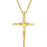 [Richsteel] クロスネックレス メンズ ステンレス アレルギー対応 凸凹 十字架ネックレス シンプル 大きめ メンズアクセサリー