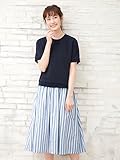 Angeliebe エンジェリーベ 産後用 授乳服 ワンピース ストライプ スカート ドッキング ワンピ 授乳ウエア 親子ペア可 フリー ネイビー 30118 30118100