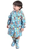 KidsLine(キッズライン) レインコート カッパ くるま 雨具 男の子 アウトドア 子供用 95 100 110 120 (M, ブルー/くるま)