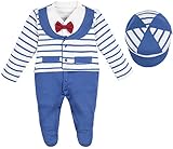 Lilax Baby Boy新生児Stripe Footie with帽子2点セット カラー: ブルー