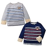(グレー/95cm)ベビー服 男の子 Tシャツ 長袖 ZOOMIC ズーミック 重ね着風 天竺 袖口クマ チェック切替 ボーダー 男児 ベビー