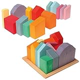 Grimm's Wooden City & Town Waldorf Building Blocks Set Village of Large Houses [並行輸入品]