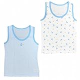 ランニングシャツ 肌着 2枚組 ベビー 男の子 タンクトップ サックス-ホワイト 90