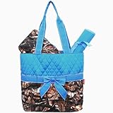 New Design Camo Quilted 3pcs Diaper Bag-turquoise by NGIL
