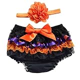 Allouli 幼児の女の子のレースフリルのズボン+ヘッドドレスのブルマーカバーツツーのショーツ