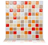 Tic Tacタイルピールとスティック壁タイルでモザイクvanillaorange 10" x 10" SQW05