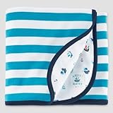 Carter's カーターズ　リバーシブル　ブランケット　おくるみ　コットン　ブランケット　おむつ　かえ　シート　swaddle Blankets　出産祝い　マット (マリン)