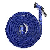 Latex 多機能散水ノズル Expanding Flexible Water Hose with Spray Nozzle 高圧洗浄 ジョイント 大掃除 洗車 花園用 Blue 100FT/30M