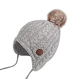 Nasular ベビー帽子 秋冬 赤ちゃん帽子 ニットハット 手編み フリースウール厚さ かわいい やわらかい 肌さわりよく 無地 耳保護 防寒保温 綿 男の子 女の子 キッズ 子供秋冬用 (1-2歳