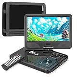 DR.J 10インチ ポータブルDVDプレーヤー【車載ケース付き】5時間超長再生【3年保証】リージョンフリー 270度回転 2500mAh内蔵バッテリー CPRM/SD/AV/USB対応 三つの給電方式 リモコン付き (ブラック)
