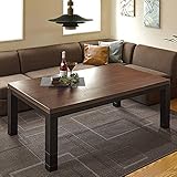 こたつテーブル 長方形 150×85cm 継脚付き ウォールナット 木製 ブラウン木目×ブラック