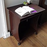 オールウッド コンパクト机　ダークブラウン木目　60cm幅パソコンデスク　スライダー/キャスター付き