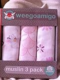 Weegoamigo Three Pack Baby Muslin Swaddle Blanket - Pink by Weegoamigo [並行輸入品]