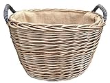 Medium Oval Hessian Linedログバスケット