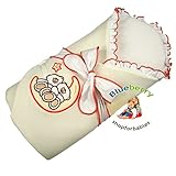 BlueberryShop Velour Embroidered Swaddle Blanket Wrap for Newborn Baby Stiffened / Hard Back (Remova
