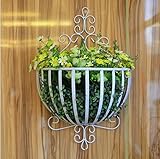 鉄の花のラック屋内と屋外の植物のフレームバルコニーの壁吊りフラワーシェルフの居間フラワーポットのディスプレイスタンド ( 色 : 白 )