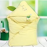 エルフ ベビー(Fairy Baby)ベビーおくるみフード付き 新生児用ブランケット 赤ちゃん寝袋 可愛い刺繍 80*80cm イエロー