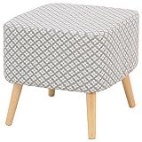 不二貿易 ファブリックスツール スクエア 柄 グレー 10954