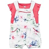 カーターズ carter's 女の子用白ハワイアンフラワー柄ショートオールx赤Tシャツお出かけ用上下2点セット (24months(83-88cm)) [並行輸入品]
