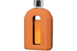 Delove Modern Glass Hip Flask with Silicone Sleeve- Small Portable Travel Liquor Flask- Clear Pocket Drinking Alcohol Flask f
