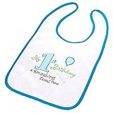 Lillian Rose First Birthday Cotton Bib, Blue, 8.75 x 14 by Lillian Rose [並行輸入品]