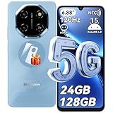 Blackview Shark6 SIMフリー スマホ 5G対応 24GB+128GB AI搭載 Android 15 6.88インチ ブルー