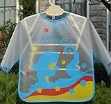 エプロン キッズ  子供 0-3歳 クラフト 衣装 防水 ペインティング スモック (ブルー)