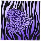 Rikki Knight Purple Leopard Heart on Zebra Background Design Art Ceramic Tile 4 by 4-Inch [並行輸入品]