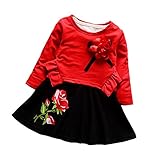 FEVON　ワンピース　ガールズ　子供　ベビー　ドレス　キッズ　女の子　2点セット　tシャツ＋ワンピース　ノースリーブドレス　長袖シャツ　おしゃれ花コサージュ　ローズプリント　フリル　赤ちゃん　幼児　