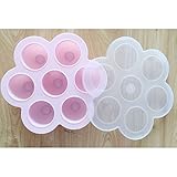 Liebeye ベビーフード収納 7ホール　ベビーフード コンテナ 離乳食保存容器 トレイ 冷凍保存皿　製氷皿 シリコーン製 耐熱　-40℃~+240℃ ピンク
