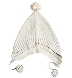 (コ-ランド) Co-land ニット帽子 キッズ 秋冬 可愛い ボンボン ベビーハット 子供用 とんがり 帽子 女の子 男の子 赤ちゃん ニットキャップ ホワイト
