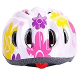 ヘルメット 子供用　1-7歳向け 自転車　ジュニア 自転車用品 軽量 通勤通学　サイクリング スケートボード用 45-52cm 　ダイヤル　調整可　X25 ピンクはな