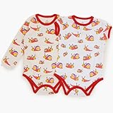 Mademoiselle papillon ベビー 肌着 半袖＆長袖 虹のカタツムリ 2枚組【A/オフクリームレッド:90】