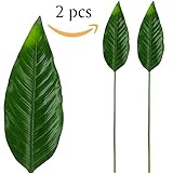 Supla 2個Large人工トロピカルリーフスプレーStrelitzia reginae Leaves inグリーン33.8 " Tall、人工楽園の鳥Leaves for Floral arran