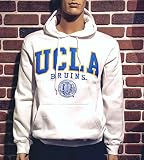 UCLA e5フリースパーカースウェットシャツホワイトロイヤルブルーシール