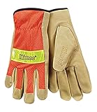 KINCO 909-S Men's Unlined Grain Pigskin Mesh Back Gloves, Safety, Small, Orange by KINCO INTERNATION