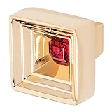 Wisdomストーン4221 gp-r Hidden TreasureノブHidden Treasure 1 – 1 / 16 in。Polished Gold withレッドクリスタルキャビネットノ