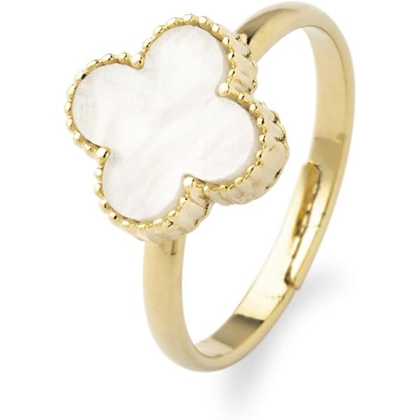 Amazon | クローバー ブレスレット 5連 ホワイト ゴールド 10mm 四葉