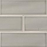 4 x 12インチDoveグレーガラス手作りタイル