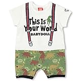 BABYDOLL（ベビードール） 親子ペア 恐竜サスペンダーロンパース 子供服 男の子 女の子 0294B 70cm ホワイト