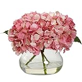Nearly Natural 1356-PK Blooming Hydrangea with Vase, Pink [並行輸入品]