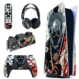 PlayVital ps5コンソール本体（ディスクバージョン）に対応用ステッカーシール、ps5コントローラー＆ヘッドセット＆リモコン&充電ステーションに対応するステッカービニールシール【ネオン ドラグーン】