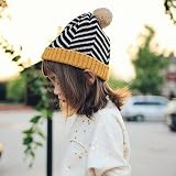 Sunnyshow 2 色 ニットキャップ ニット帽子 ベビー キッズ 赤ちゃん 子 子供 用 女の子 男の子 かわいい 防寒 帽子 冬 (黄)