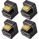 Xiatiaosann U字型8KミニHDMI - HDMIアダプター、180度角度ミニHDMIオス - HDMIメスアダプター、カメラ、ラップトップ、タブレット、HDTV、プロジェクター用48Gbpsアダプター (4パック、アップアングル)